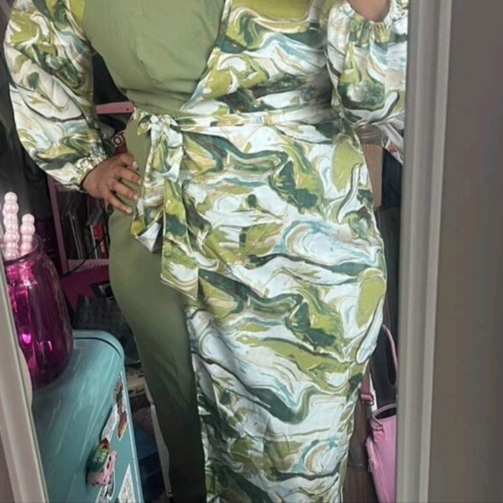 Green Marble Printed Dress